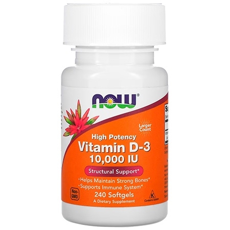 NOW Vitamin D3 10000 240 капсул